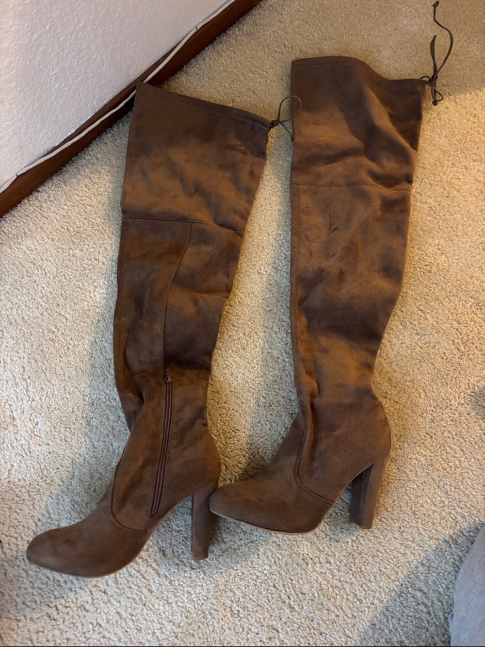 Over-the-Knee Brown Suede High Heel Boots